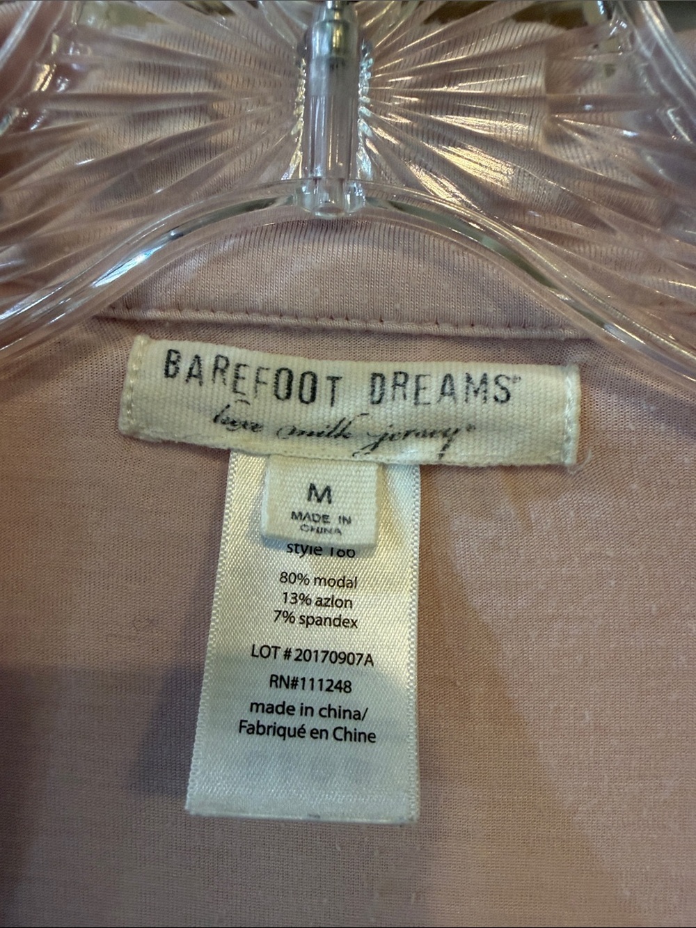 Barefoot Dreams Light Pink Long-Sleeve Pajama Set with Contrast Trim - Picture 2 of 8
